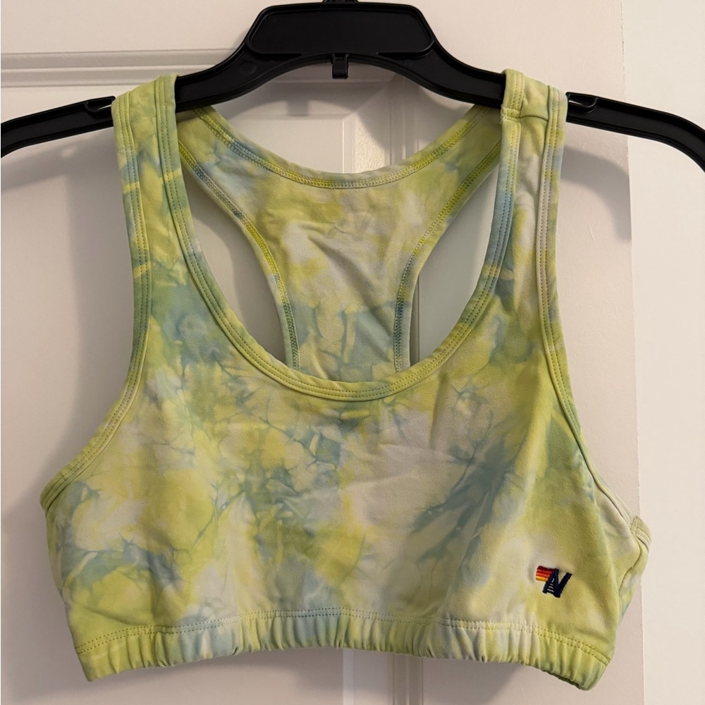Aviator Nation Women's Tie-Dye Sports Bra - yellow and blue